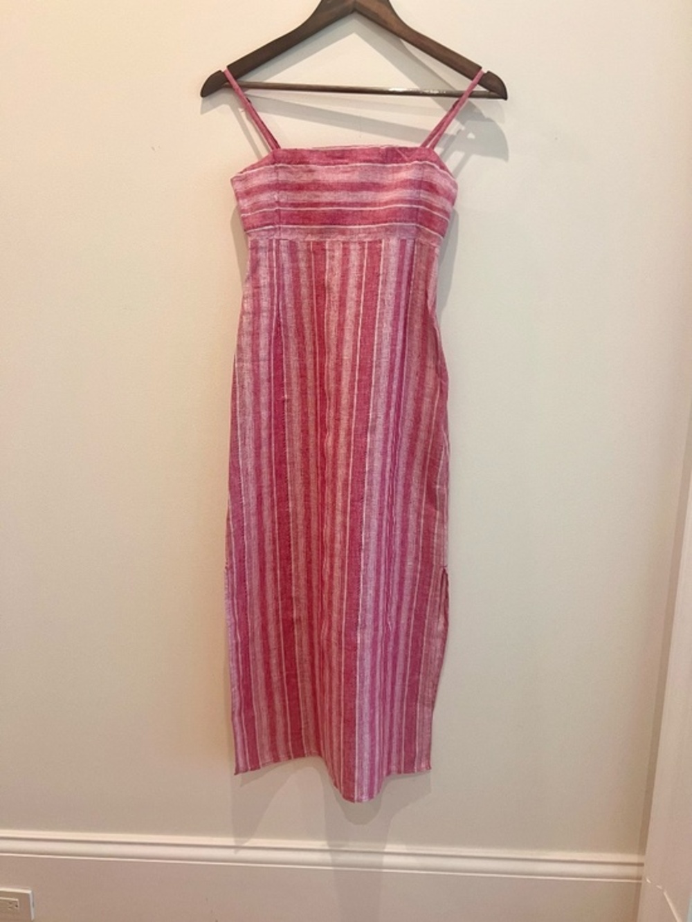 Faherty - Sienna Sun Dress  Granita Stripe Linen Maxi XXS Summer Ready Timeless